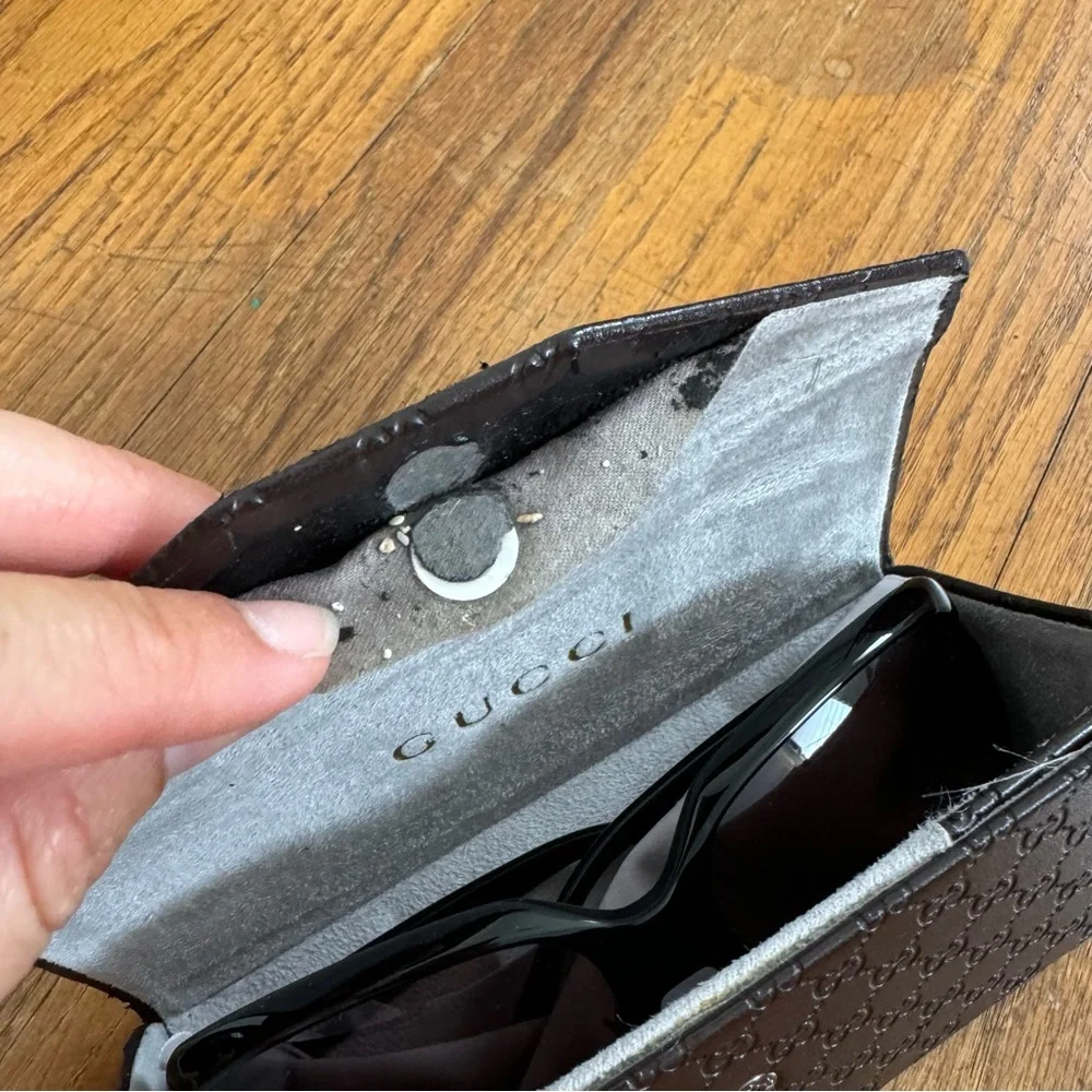 GUCCI Black Frame Gradient Tint Horsebit Oversized Sunglasses